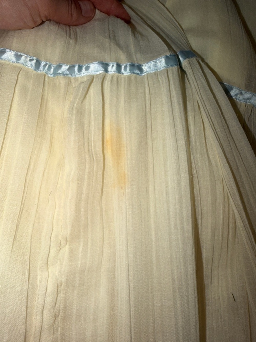 Gunne Sax Vintage 70s Ivory Maxi Dress with Light Blue Trim - Picture 6 of 6